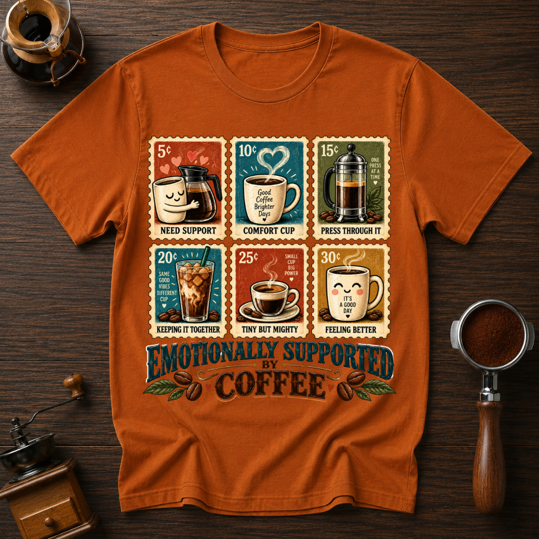 Emotionally Supported By Coffee Dyed T-shirt