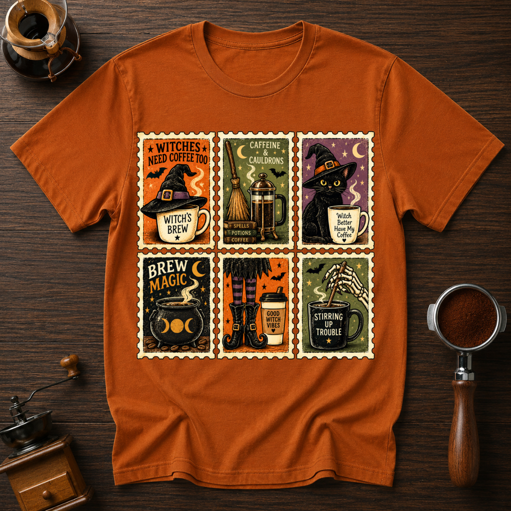 Witch's Need Coffee Too Dyed T-shirt