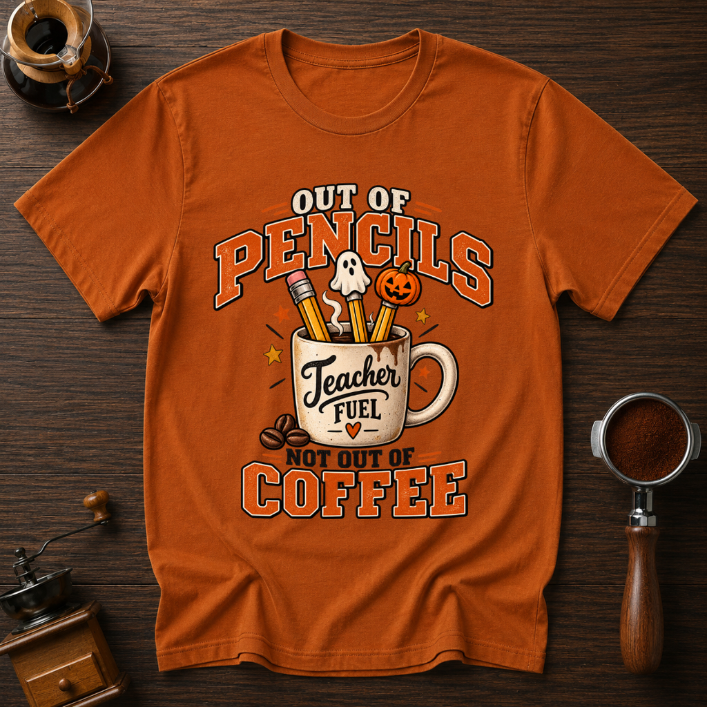 Out Of Pencils Not Out Of Coffee Dyed T-shirt