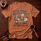Bean There Brewed That Shirt, Funny Coffee Band Tee, Retro Cartoon Coffee Tour Shirt, Coffee Pun Gift, Vintage Garment Dyed T-Shirt