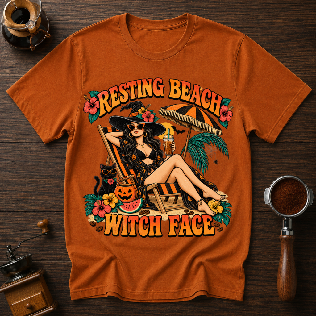 Resting Beach Witch Face Dyed T-shirt